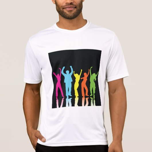 Colorful Neon Dancing Silhouettes Retro Party T-Shirt (Vorderseite)
