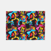 Colorful Neon Graffiti Hip Hop Street Art Fleecedecke (Vorderseite (Horizontal))