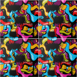 Colorful Neon Graffiti Hip Hop Street Art Fliese