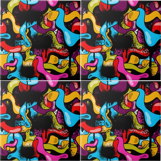 Colorful Neon Graffiti Hip Hop Street Art Fliese