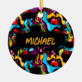 Colorful Neon Graffiti Hip Hop Street Art Keramik Ornament