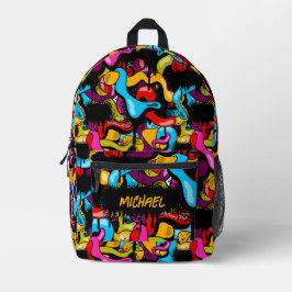 Colorful Neon Graffiti Hip Hop Street Art Kids Bedruckter Rucksack