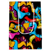 Colorful Neon Graffiti Hip Hop Street Art Mittlere Geschenktüte (Rückseite)