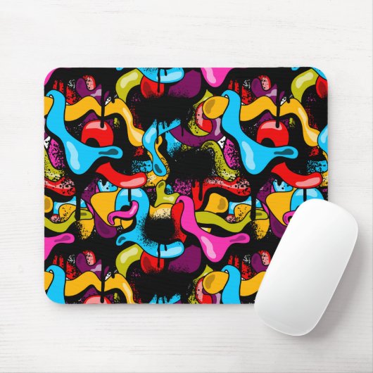 Colorful Neon Graffiti Hip Hop Street Art Mousepad (Mit Mouse)