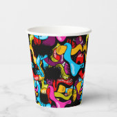 Colorful Neon Graffiti Hip Hop Street Art Pappbecher (Rückseite)