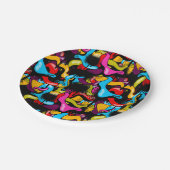 Colorful Neon Graffiti Hip Hop Street Art Pappteller (Schrägansicht)