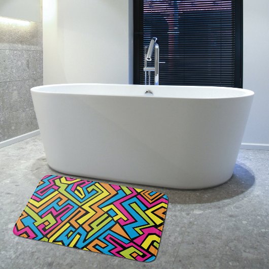 Colorful Neon Graffiti Street Art Pattern Badematte