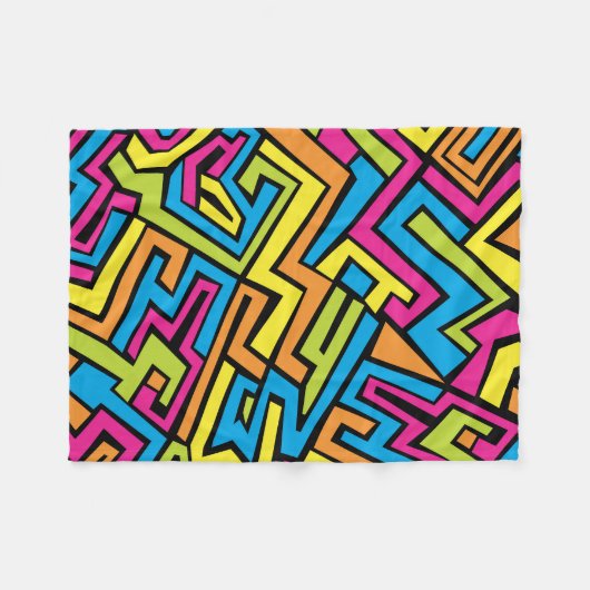 Colorful Neon Graffiti Street Art Pattern Fleecedecke (Vorderseite (Horizontal))