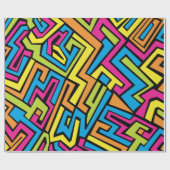 Colorful Neon Graffiti Street Art Pattern Geschenkpapier (Flach)