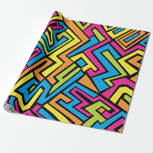 Colorful Neon Graffiti Street Art Pattern Geschenkpapier (Ungerollt)