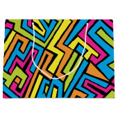 Colorful Neon Graffiti Street Art Pattern Große Geschenktüte (Vorderseite)