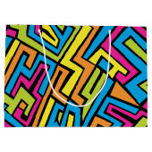 Colorful Neon Graffiti Street Art Pattern Große Geschenktüte (Rückseite)