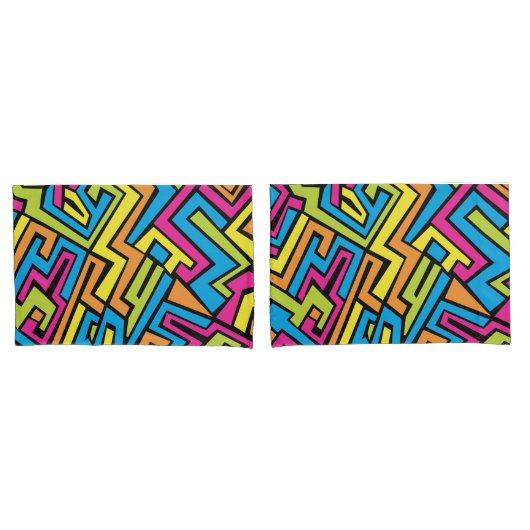 Colorful Neon Graffiti Street Art Pattern Kissenbezug (Vorderseite-Set)