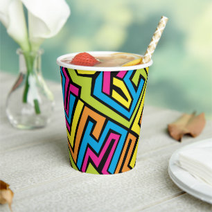Colorful Neon Graffiti Street Art Pattern Pappbecher