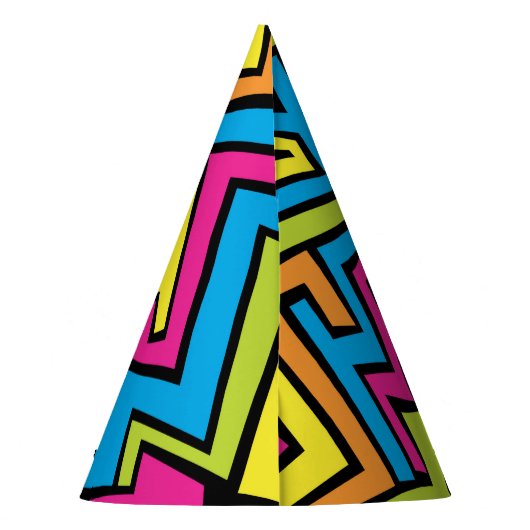 Colorful Neon Graffiti Street Art Pattern Partyhütchen (Rückseite)