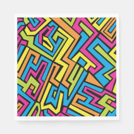 Colorful Neon Graffiti Street Art Pattern Serviette
