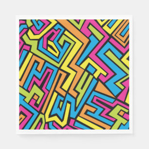 Colorful Neon Graffiti Street Art Pattern Serviette