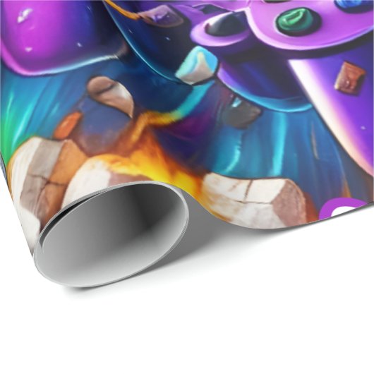 Colorful Neon Joysticks Pattern Geschenkpapier (Rolleneckpunkt)