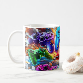 Colorful Neon Joysticks Pattern Kaffeetasse
