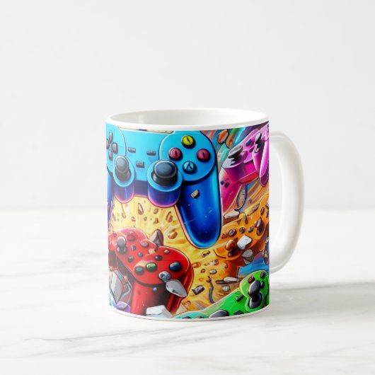 Colorful Neon Joysticks Pattern Kaffeetasse (VorderseiteRechts)