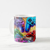 Colorful Neon Joysticks Pattern Kaffeetasse (Vorderseite Links)