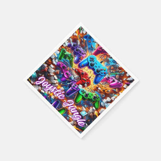 Colorful Neon Joysticks Pattern Serviette (Ecke)