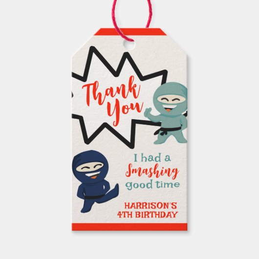 Colorful Ninja Karate Birthday Geschenkanhänger (Vorderseite)