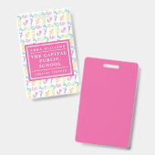 Colorful Number Elementary School Mathe Teacher Ausweis (Front & Back)