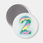 Colorful Number Two Magnet by Cheryls Art (Vorderseite/Rückseite)