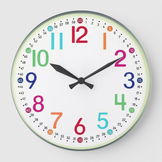 Colorful Numbered Round Acrylic Wall Clock Große Wanduhr (Vorderseite)