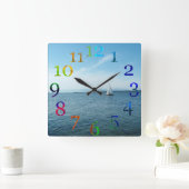 Colorful numbers wall clock. quadratische wanduhr (Zuhause)