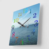 Colorful numbers wall clock. quadratische wanduhr (Winkel)