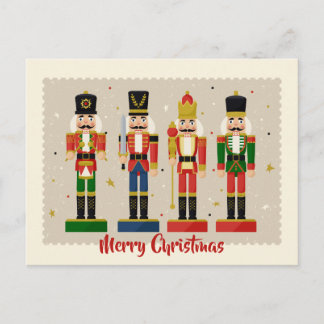 Colorful Nutcracker Soldiers Merry Christmas Postkarte