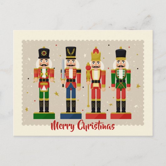 Colorful Nutcracker Soldiers Merry Christmas Postkarte (Vorderseite)