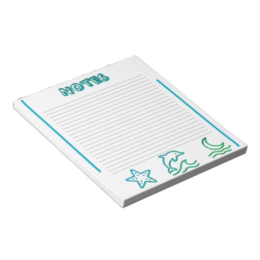 Colorful Ocean Life Lined Notepad Notizblock (angewinkelt)