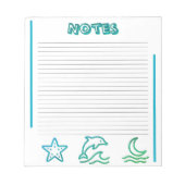 Colorful Ocean Life Lined Notepad Notizblock (Vorderseite)