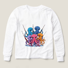 Colorful Octopus Fishing – Kids’ Long Sleeve Tee