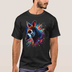 Colorful Okapi Splash Paint Artwork T-Shirt