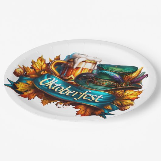 Colorful Oktoberfest  Pappteller (Schrägansicht)