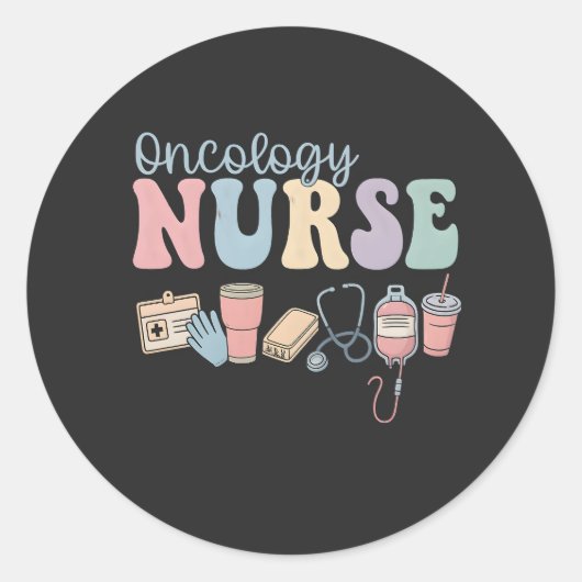 Colorful Oncology Nurse Retro Aesthetic Runder Aufkleber (Vorderseite)