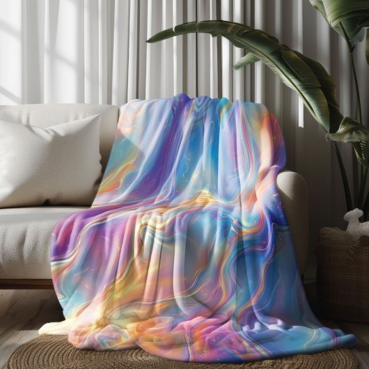 Colorful opal swirly flowing marble texture fleecedecke