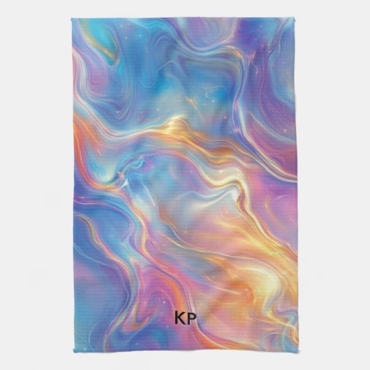 Colorful opal swirly flowing marble texture geschirrtuch (Vertikal)
