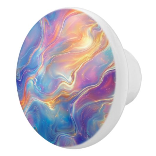 Colorful opal swirly flowing marble texture keramikknauf (Rechts)