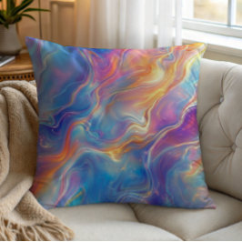 Colorful opal swirly flowing marble texture kissen