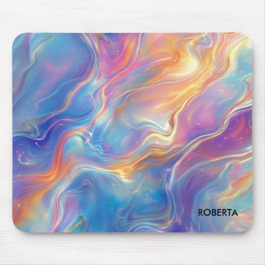 Colorful opal swirly flowing marble texture mousepad (Vorne)
