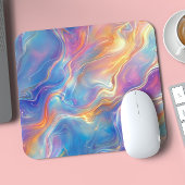 Colorful opal swirly flowing marble texture mousepad