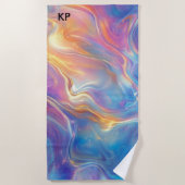 Colorful opal swirly flowing marble texture strandtuch (Vorderseite)