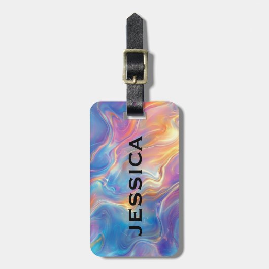 Colorful Opal swirly Marble texture Gepäckanhänger (Vorderseite vertikal)