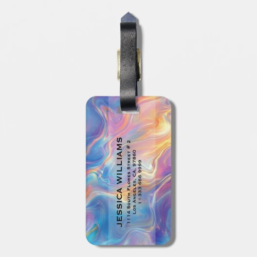 Colorful Opal swirly Marble texture Gepäckanhänger (Rückseite vertikal)