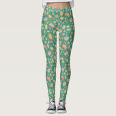Colorful Organic Pebble Stone Green Repeat Pattern Leggings (Vorderseite)